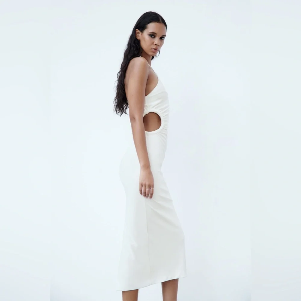 Zara Dress maxi halter cut out white wedding coctail party - Picture 5 of 10